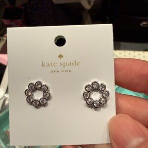 kate spade silver-tone clear crystal full circle stud earrings